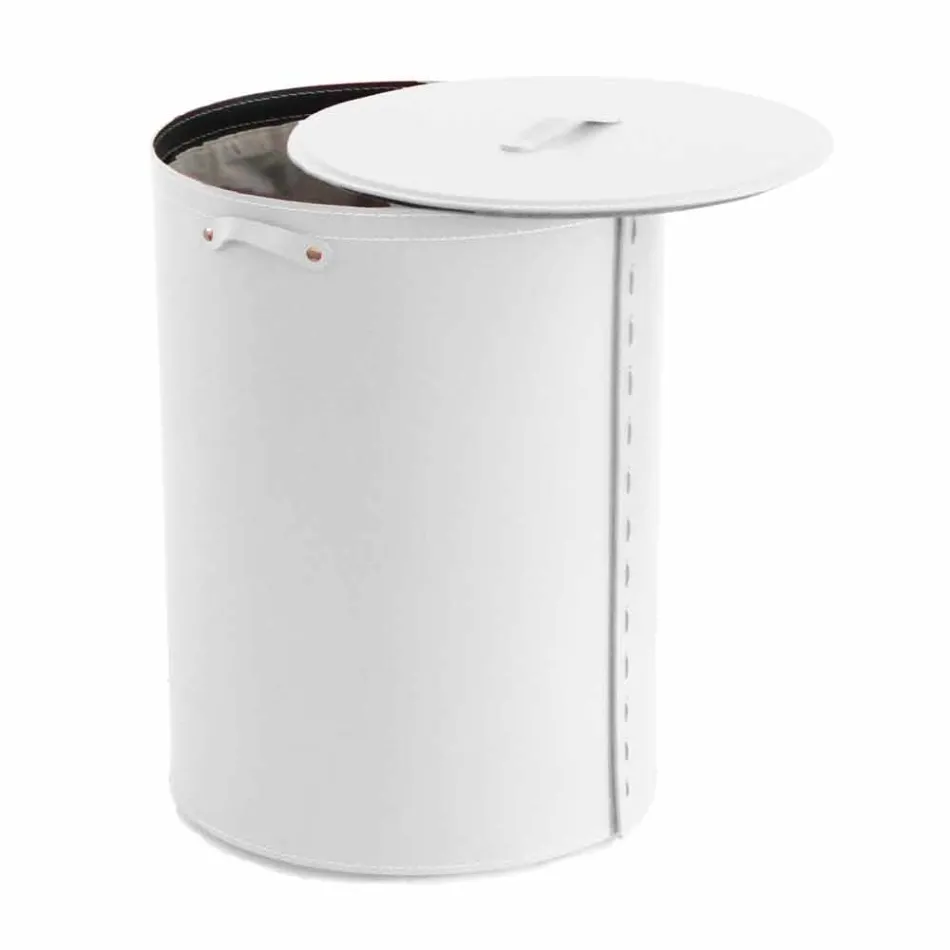 Oval laundry basket in Riky regenerated leather made in Italy Viadurini