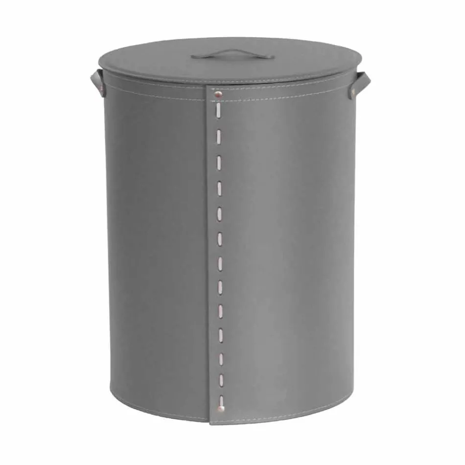 Oval laundry basket in Riky regenerated leather made in Italy Viadurini