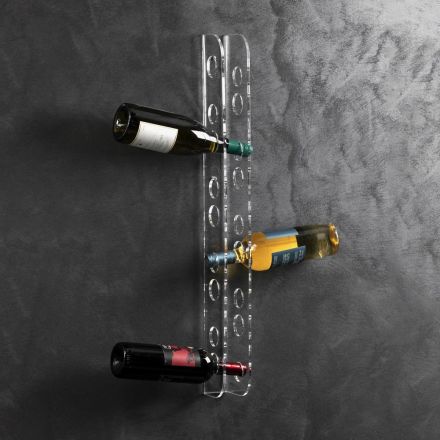 Wall-mounted Wine Bottle Holder in Transparent Acrylic Crystal - Geppino Viadurini