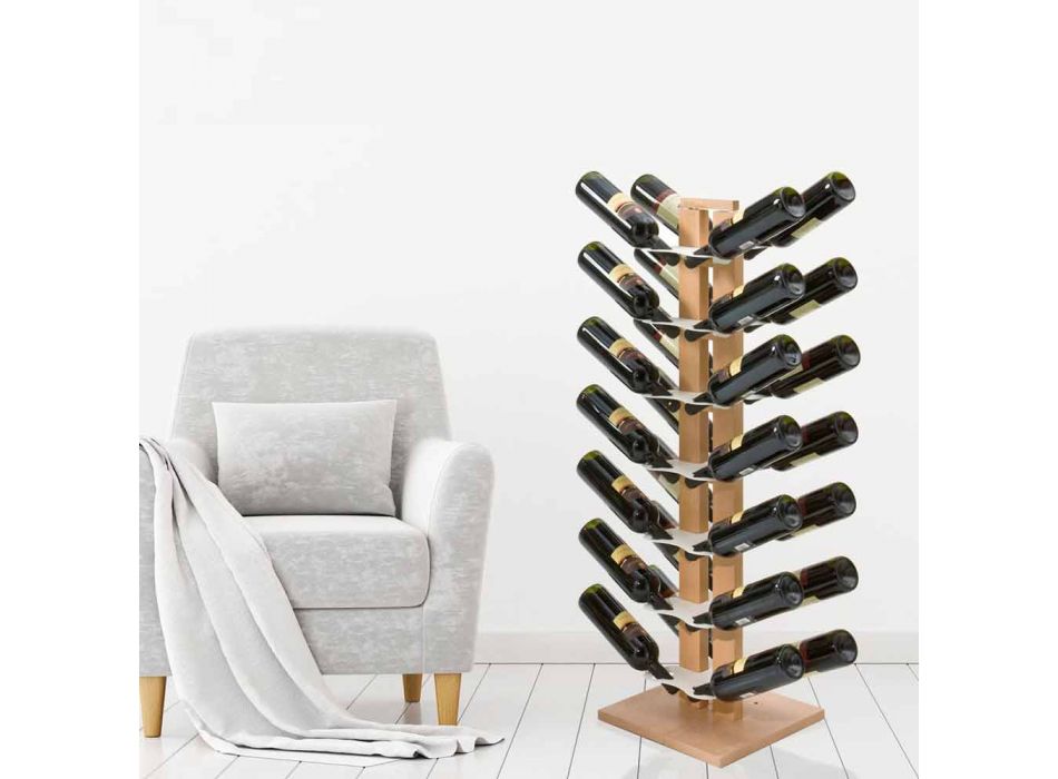 Wooden suspended bottle rack Zia Gaia with column design made in Italy Viadurini