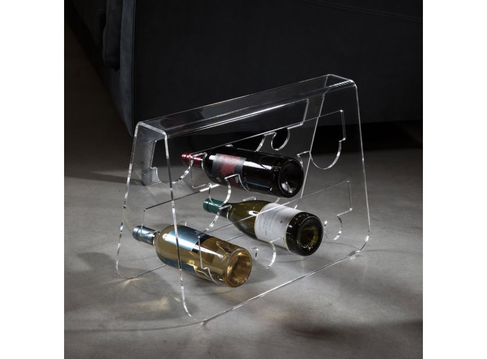 Floor Wine Bottle Holder in Transparent Acrylic Crystal - Dappino Viadurini