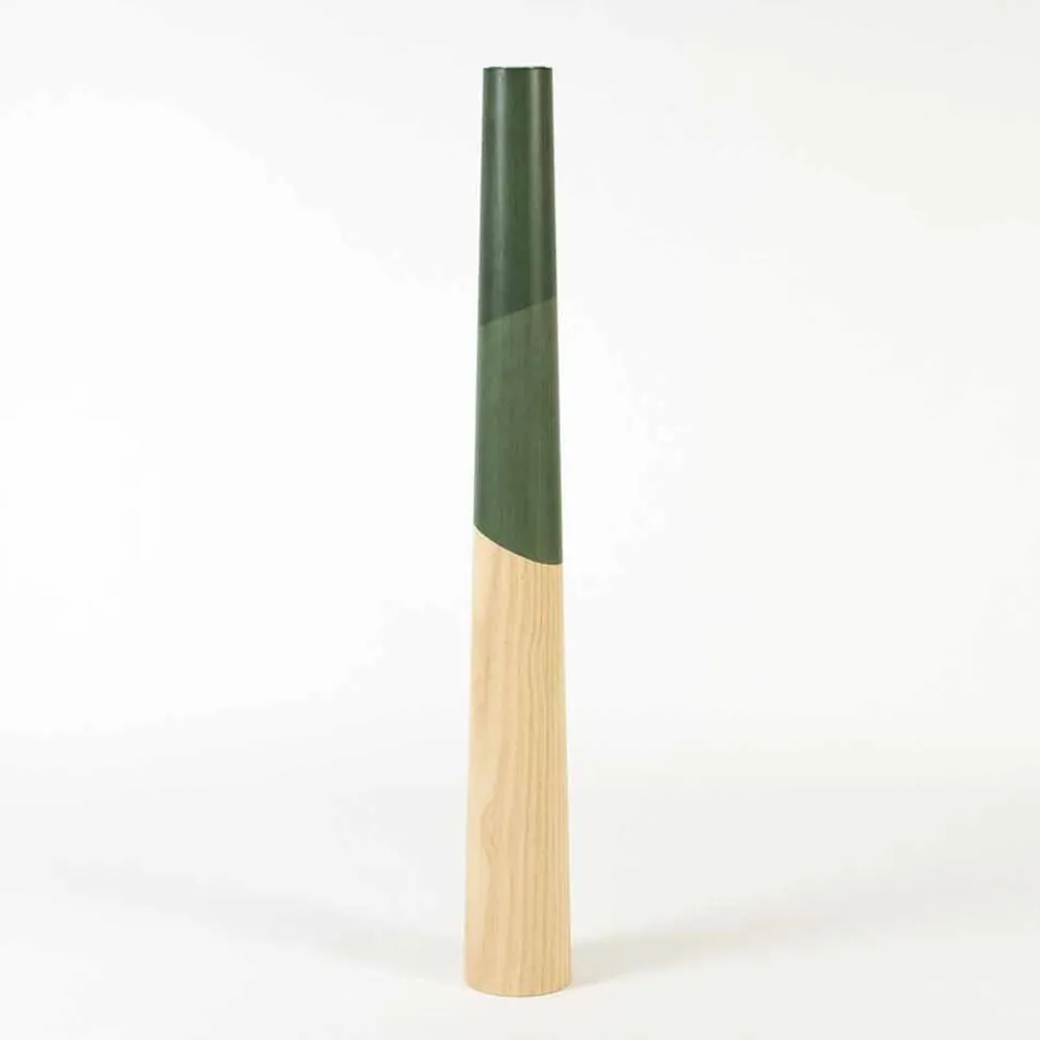Modern Candle Holder in Solid Pine Wood with Colored Details - Candor Viadurini
