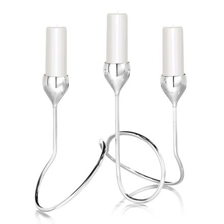 3 Armed Candle Holder in Silver Metal Luxury Modern Design - Accommodation Viadurini
