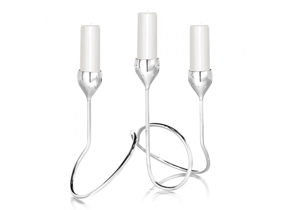 3 Armed Candle Holder in Silver Metal Luxury Modern Design - Accommodation