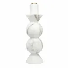 Tall Candle Holder in White Carrara Marble and Brass Made in Italy - Oley Viadurini