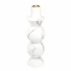 Tall Candle Holder in White Carrara Marble and Brass Made in Italy - Oley Viadurini