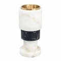 Low Bicoloured Marble and Brass Candle Holder Made in Italy - Brett