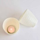 Design Candle Holder in Decorated White Porcelain 3 Pieces - Arcireale Viadurini