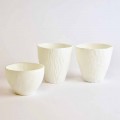 Design Candle Holder in Decorated White Porcelain 3 Pieces - Arcireale