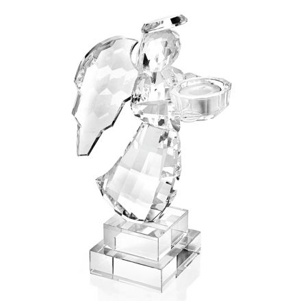 Italian Luxury Angel Shaped Design Crystal Candle Holder - Paqui Viadurini