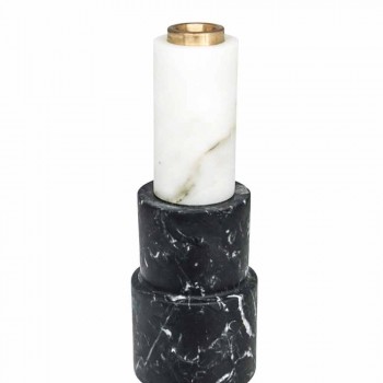 Candle holder in Carrara Marble, Marquinia Marble and Brass Made in Italy - Blaze