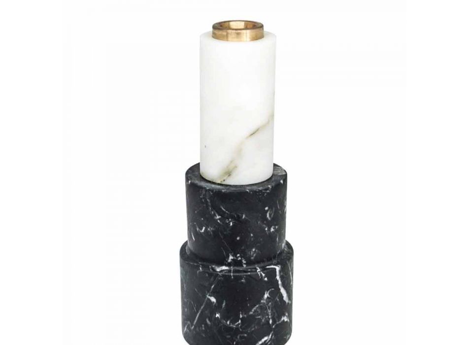 Candle holder in Carrara Marble, Marquinia Marble and Brass Made in Italy - Blaze Viadurini