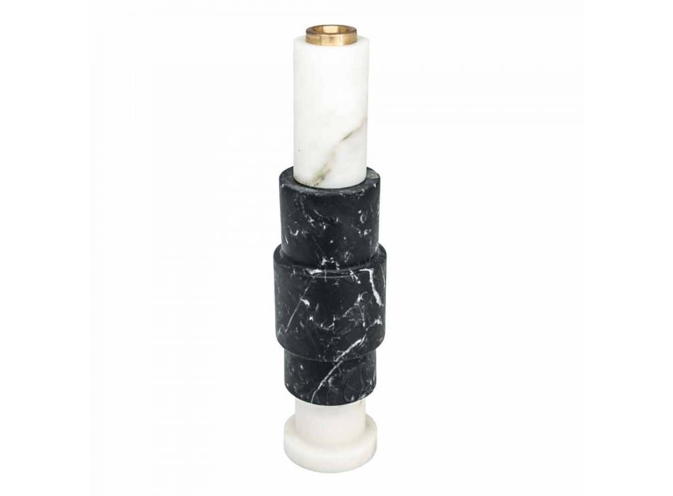 Candle holder in Carrara Marble, Marquinia Marble and Brass Made in Italy - Blaze Viadurini