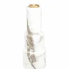 Modern Candle Holder in White Carrara Marble and Brass Made in Italy - Allan Viadurini