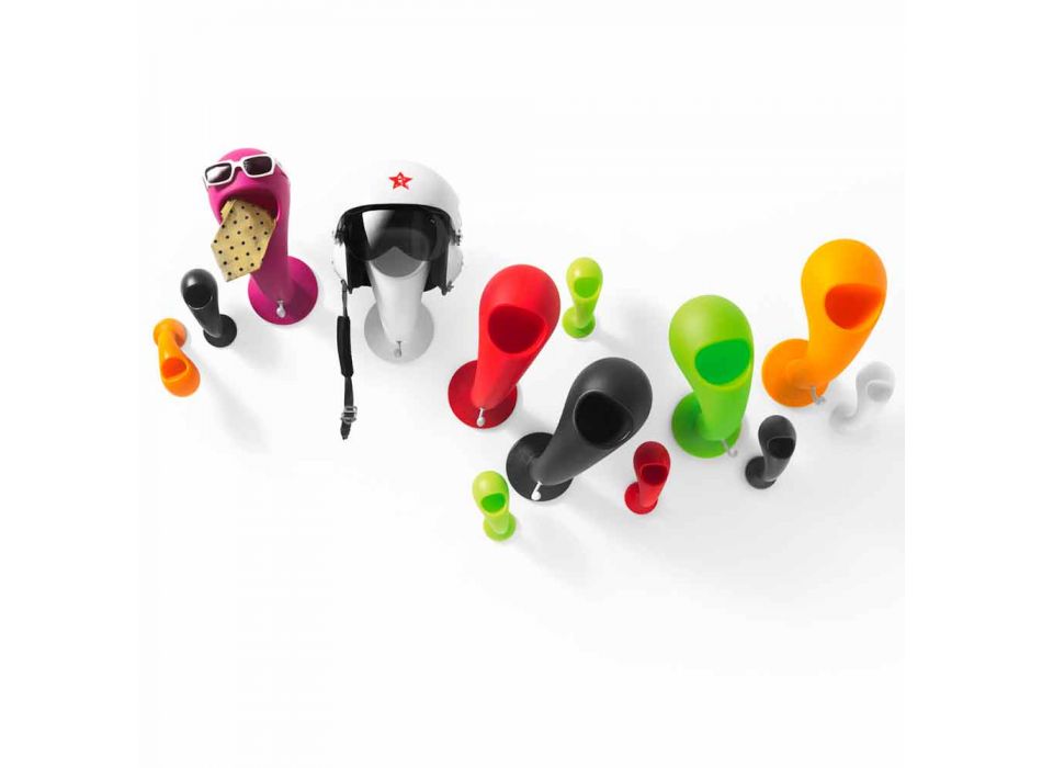 Helmet Holder or Colored Wall Hanger, 6 Pieces - Crazy Head by Myyour Viadurini
