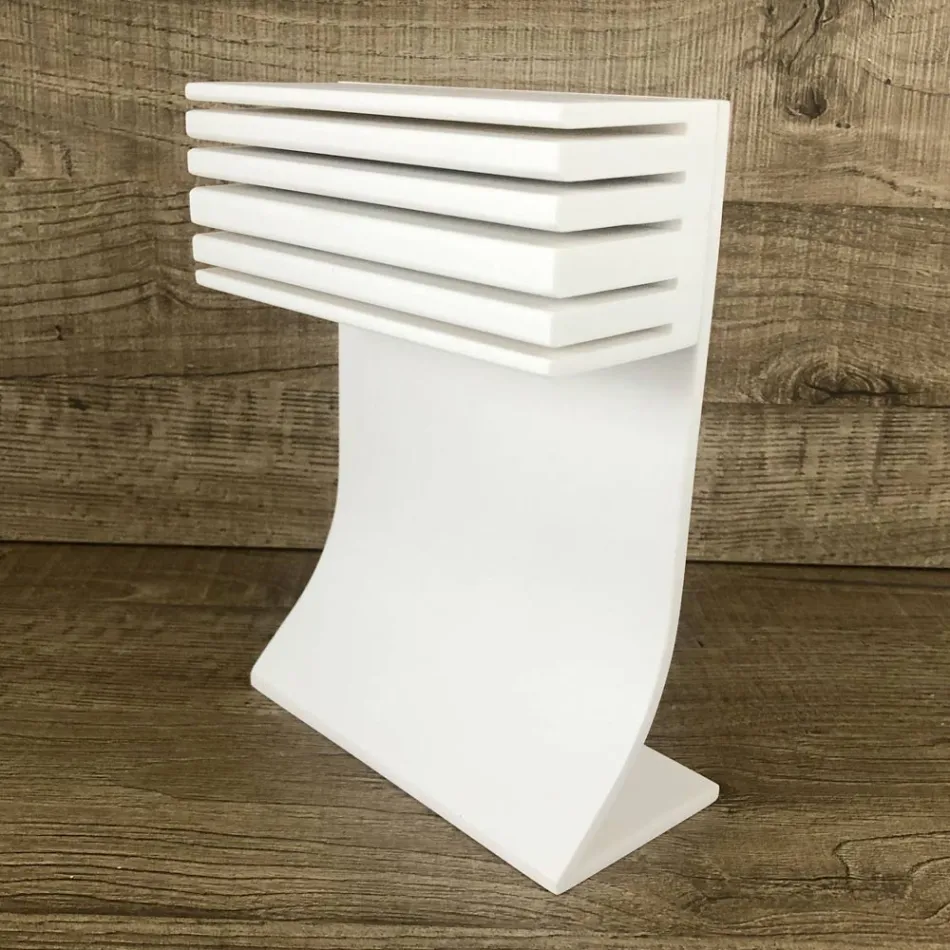 Kitchen Knife Holder in White Corian Made in Italy Design - Ivanova Viadurini