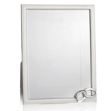 Support Photo Frame in Silver Metal Vertical Design with Rings - Bridal Viadurini