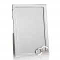 Silver Metal Table Photo Frame with Rings and Crystals - Bridal
