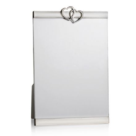 Vertical Design Silver Metal Table Photo Frame with Hearts - Goldoni Viadurini