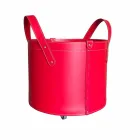 Cylindrical log holder in regenerated leather with Tonda Firestyle wheels Viadurini