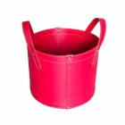 Cylindrical log holder in regenerated leather with Tonda Firestyle wheels Viadurini