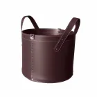 Cylindrical log holder in regenerated leather with Tonda Firestyle wheels Viadurini