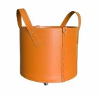 Cylindrical log holder in regenerated leather with Tonda Firestyle wheels Viadurini