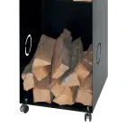 Wood holder with 2 storage compartments and upper shelf Made in Italy - Colibri Viadurini