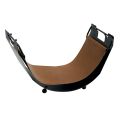 Wood holder with side handles in brown eco-leather Made in Italy - Butterfly