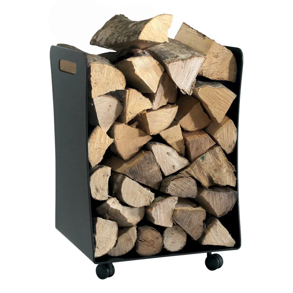 Wood holder with Wheels and Handles Made of Metal Made in Italy - Seagull Viadurini