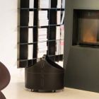 Indoor firewood holder with wheels in Fabia modern regenerated leather Viadurini