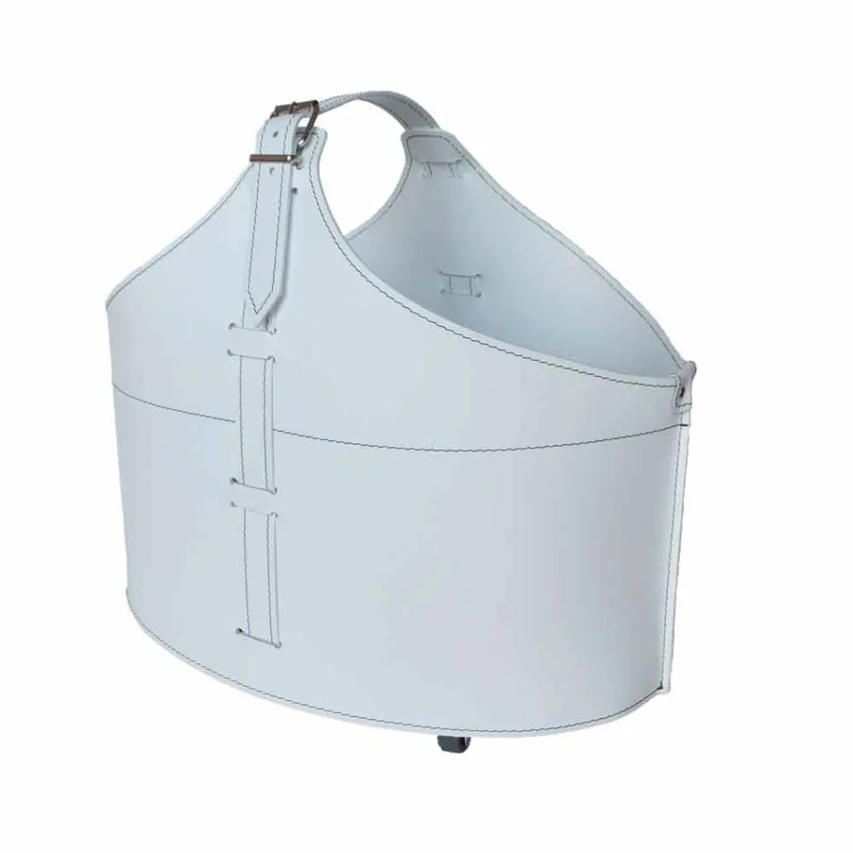 Indoor firewood holder with wheels in Fabia modern regenerated leather Viadurini