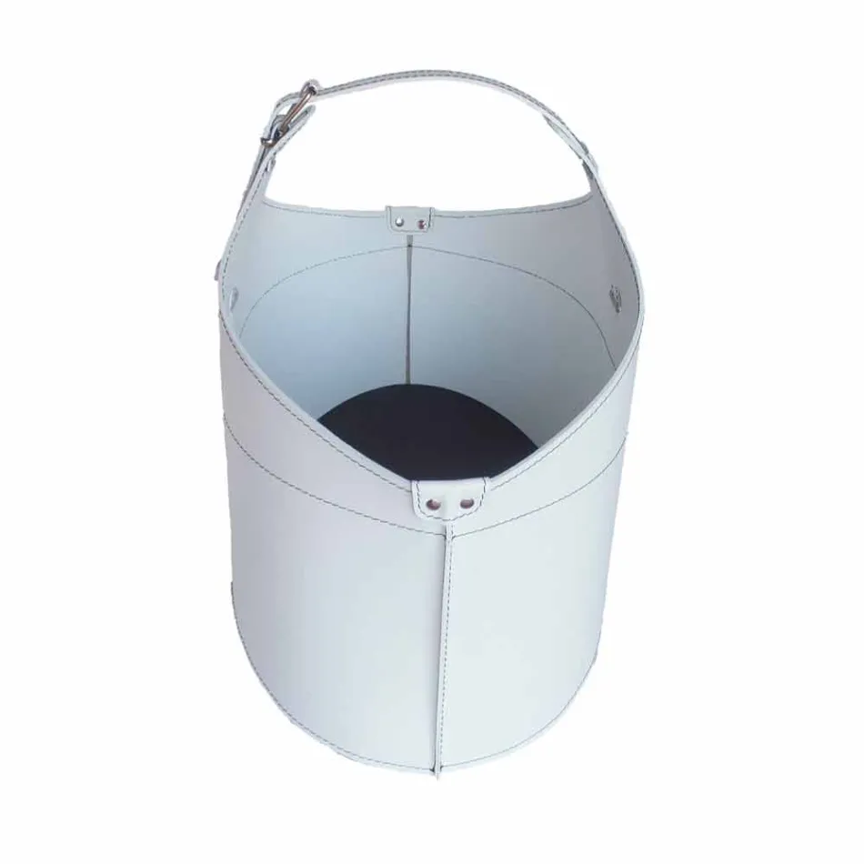 Indoor firewood holder with wheels in Fabia modern regenerated leather Viadurini