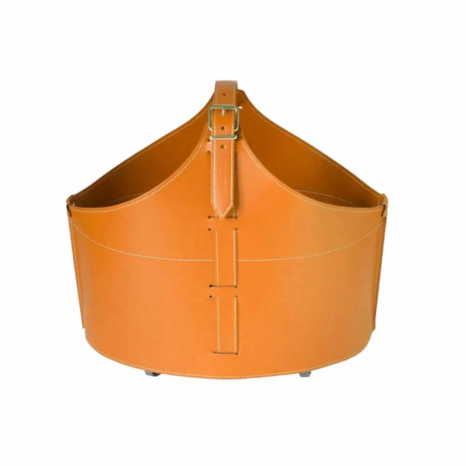 Indoor firewood holder with wheels in Fabia modern regenerated leather Viadurini