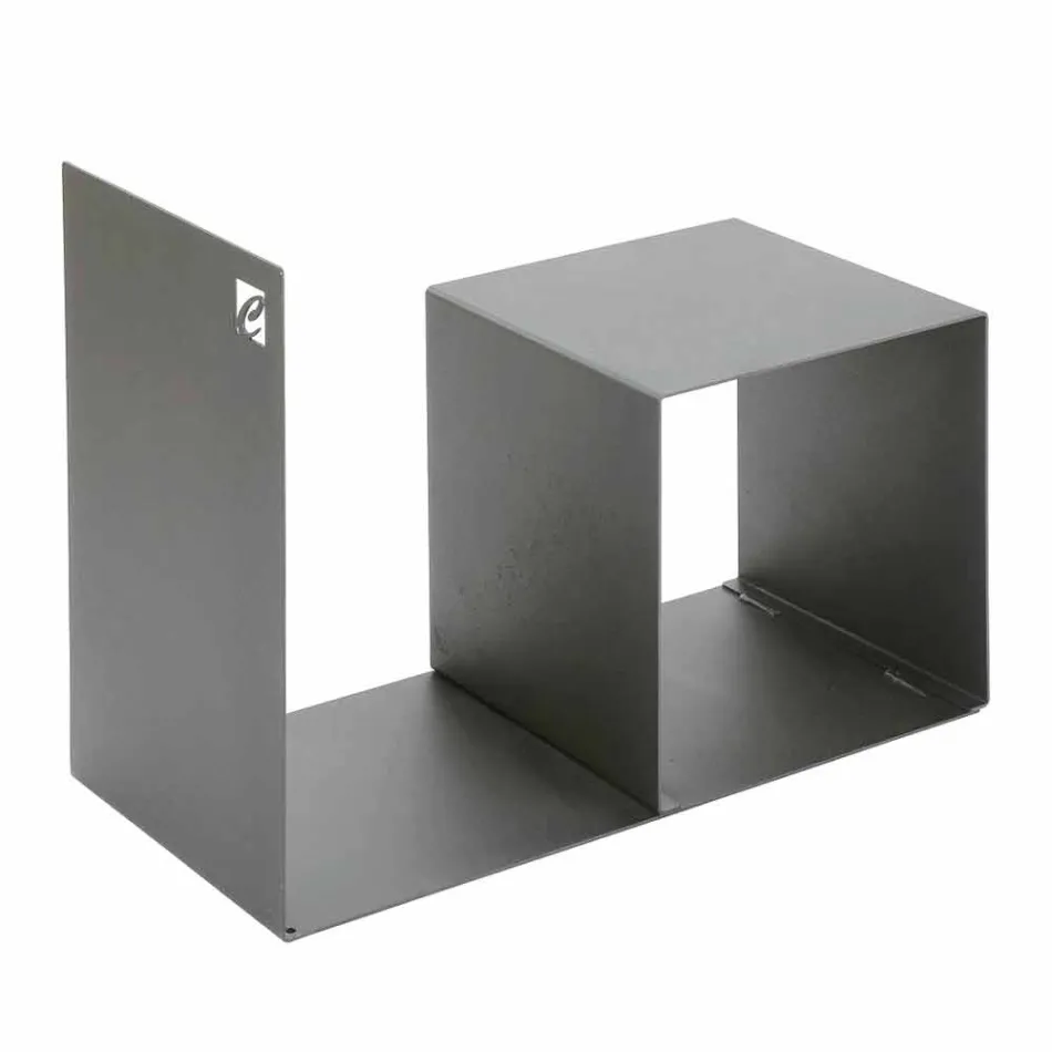 Indoor Wood Holder in Colored Steel with Coffee Table Made in Italy - Cecio Viadurini