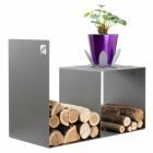 Indoor Wood Holder in Colored Steel with Coffee Table Made in Italy - Cecio Viadurini