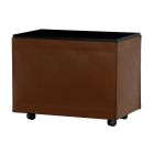Wood holder of 2 sizes in brown eco-leather Made in Italy - Formica Viadurini