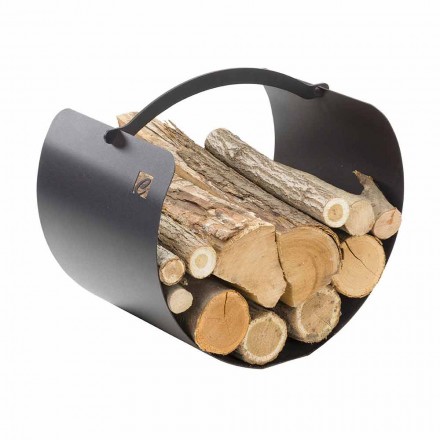 Steel Log Holder with High Quality Handle Made in Italy - Luna 2020 Viadurini