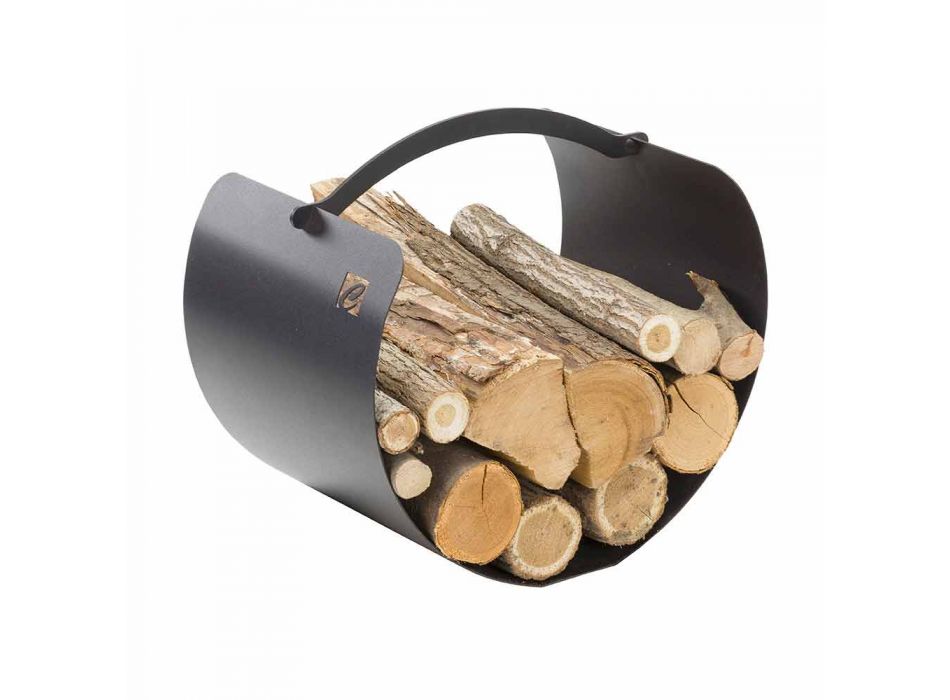 Steel Log Holder with High Quality Handle Made in Italy - Luna 2020 Viadurini