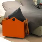 Log holder in regenerated leather with WoodBag wheels made in Italy Viadurini