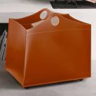 Log holder in regenerated leather with WoodBag wheels made in Italy Viadurini