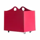 Log holder in regenerated leather with WoodBag wheels made in Italy Viadurini