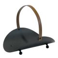 Black Metal Wood Holder with Leather Handle Made in Italy - Antelope
