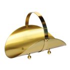 Brass log holder with handle and 4 feet Made in Italy - Tiger Viadurini