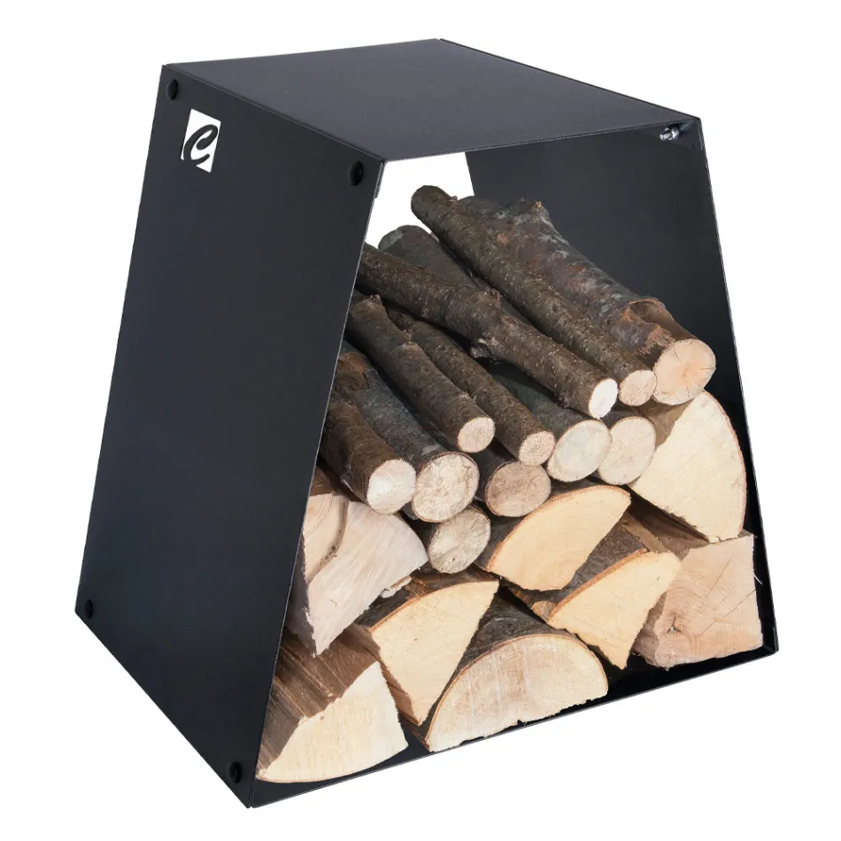 Modern Floor Log Holder in Painted Steel Made in Italy - Demetra Viadurini