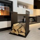 Modern Firewood Holder in Black Steel for Indoor Design - Scirocco Viadurini