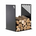 Modern Firewood Holder in Black Steel for Indoor Design - Scirocco