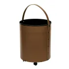 Round log holder in eco-leather with wheels Made in Italy - Chameleon Viadurini