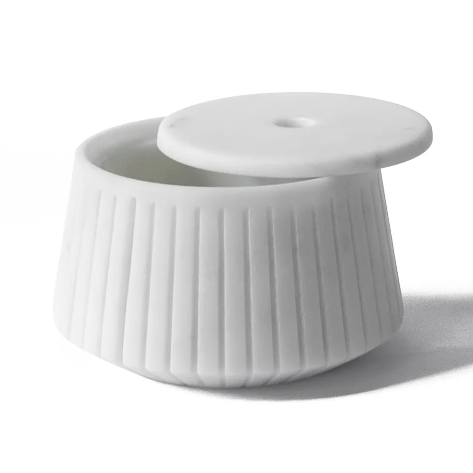 White Carrara Marble or Black Portoro Design Striped Storage Holder - Cairo Viadurini