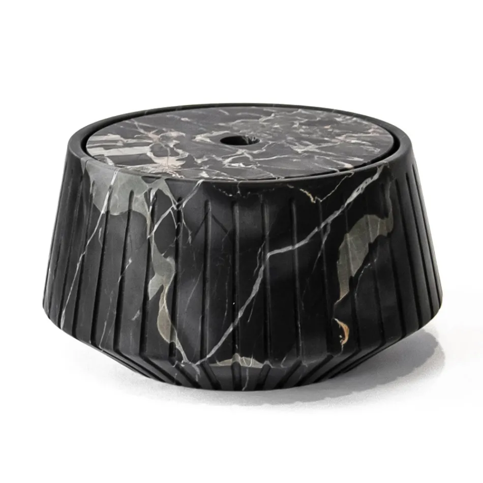 White Carrara Marble or Black Portoro Design Striped Storage Holder - Cairo Viadurini